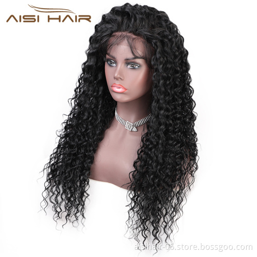 Aisi Hair 13x6 Long Wavy Natural Black Wig Afro Kinky Curly Wave Lace Front Wig Deep Wave Front Lace Hair Wigs For Black Women